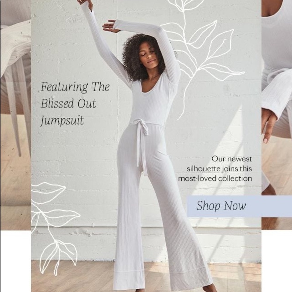🆕 NWT Free People Blissed Out Ribbed Wide Leg Scoop Neck Tie Waist Jumpsuit